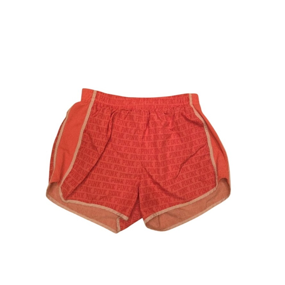 PINK Victoria's Secret Women Orange Logo Mesh Trim Running Shorts Small AF00837